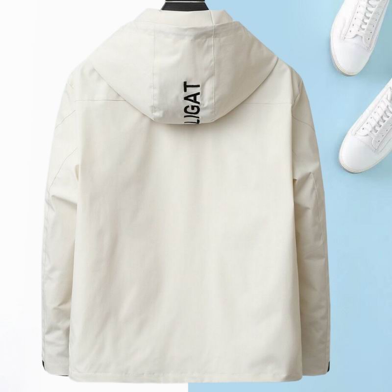 Moncler Men's Beige Hooded Windbreaker with Contrast Zippers and Logo