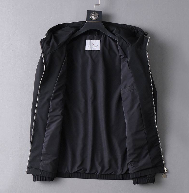 Moncler Men's Black Hooded Jacket With Embroidered Logo Patch
