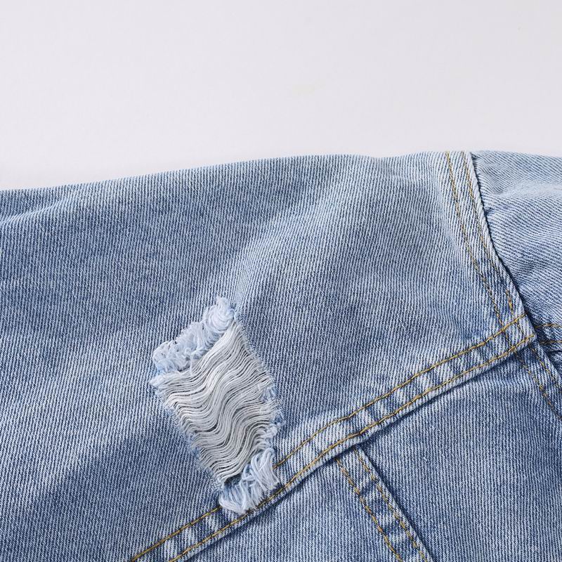 Stylish Moncler Distressed Denim Jacket with Inner Tee