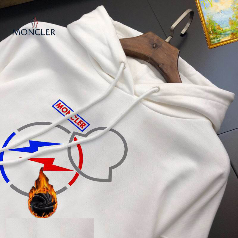 Moncler White Hoodie With Mickey Mouse Lightning Bolt Graphic For Fashion Lovers