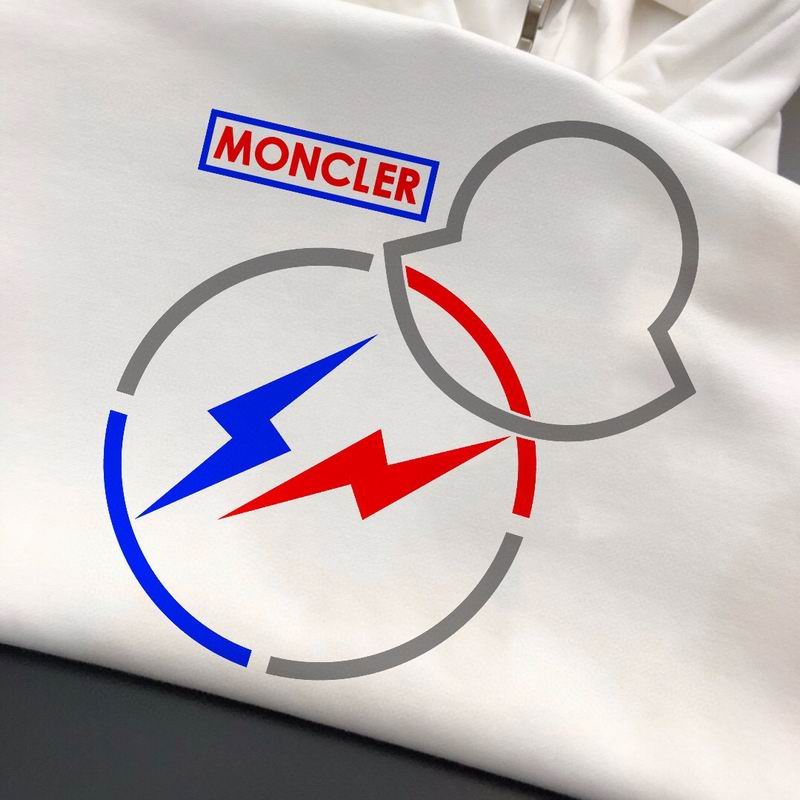 Moncler White Hoodie With Mickey Mouse Lightning Bolt Graphic For Fashion Lovers