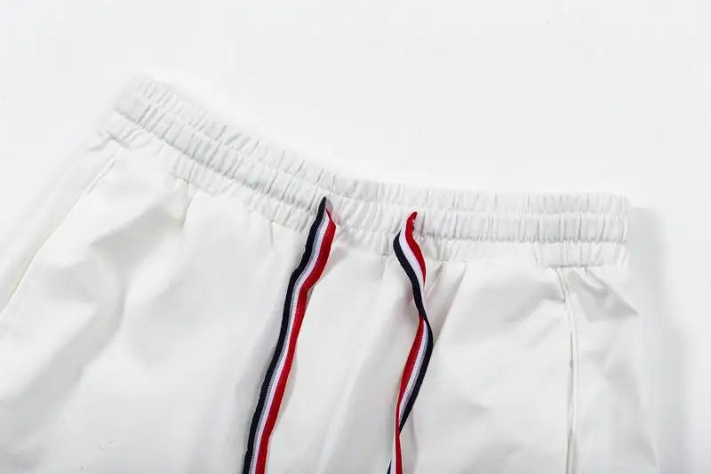 Moncler Men's White Drawstring Shorts with Brand Accents