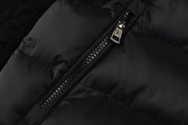Moncler Men's Black Hybrid Down Jacket With Knitted Sleeves And Stripes
