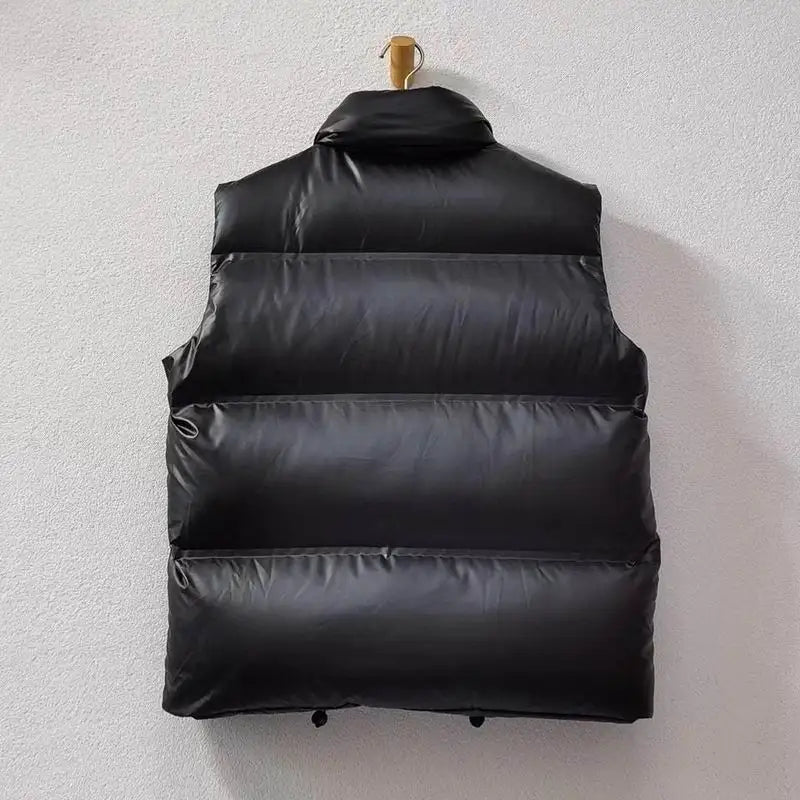Prada Men's Black Puffer Vest With Brand Details And Zipper Pockets