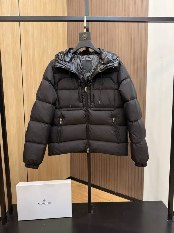 Moncler Men's Black Down Jacket With Hood For Winter Warmth And Style