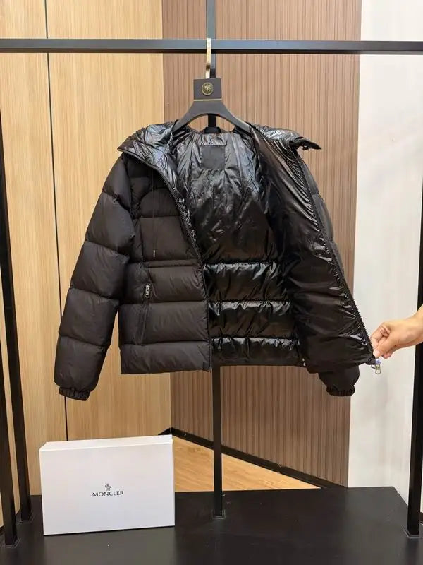 Moncler Men's Black Down Jacket With Hood For Winter Warmth And Style
