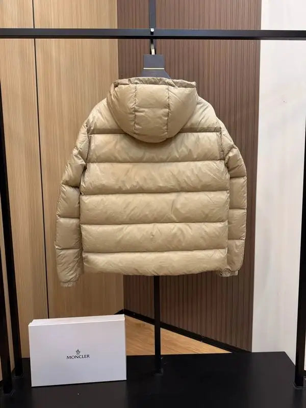 Moncler Women's Beige Hooded Down Jacket For Chic Winter Warmth