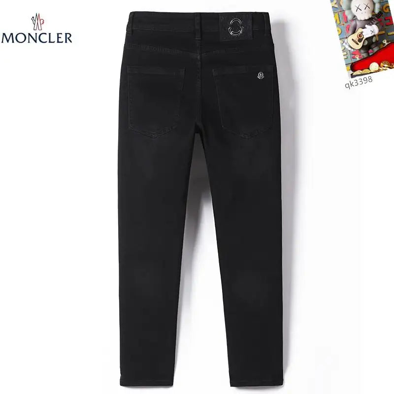 Moncler Men's Black Jeans With Signature Logo Embroidery And Sleek Design