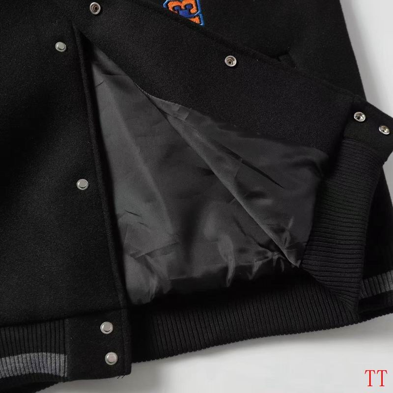 Off - White Black Varsity Jacket With Embroidered Logos And Patches