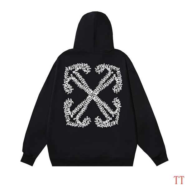 Off-White Black Hoodie with Minimalist Logo for Trendy Streetwear Aesthetics