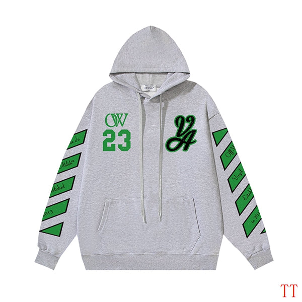 Off - White Black Hoodie With Green Graphics And Oversized Fit For Streetwear Fans