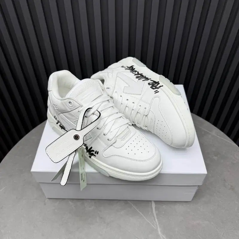 Off - White White Leather Graffiti - Print Low - Top Sneakers