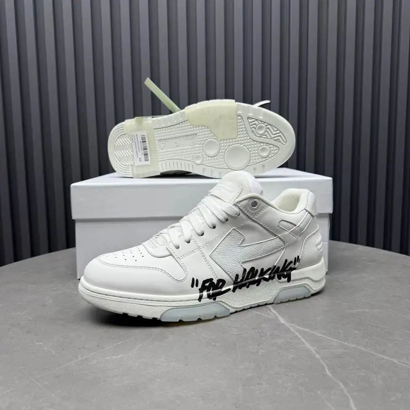 Off - White White Leather Graffiti - Print Low - Top Sneakers