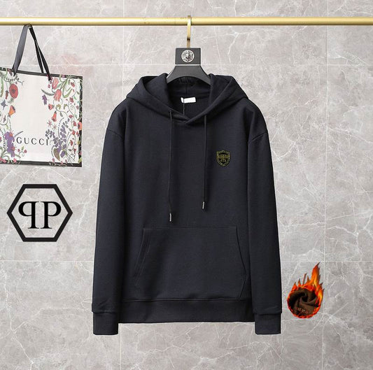 Philipp Plein White Hoodie With Embroidered Badge Logo And Classic Hooded Silhouette