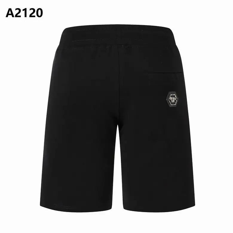 Philipp Plein Men's Black Shorts With Rhinestone Teddy Bear Design