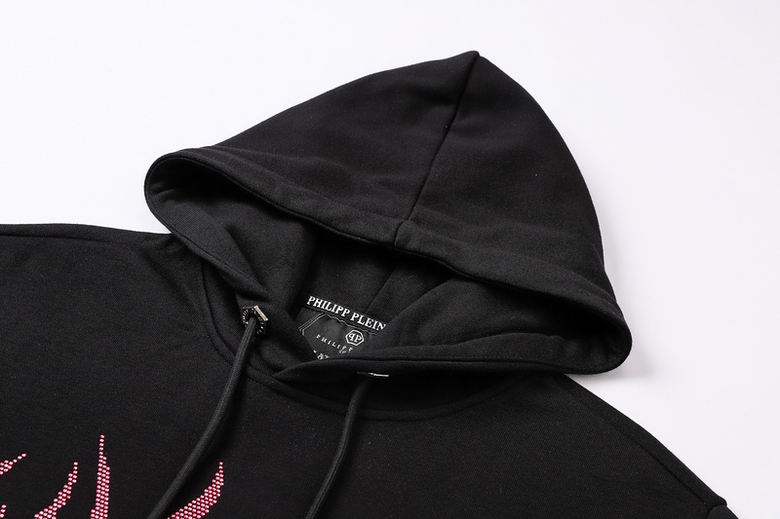 Philipp Plein Black Hoodie With Embellished Devil Character And Flame Design