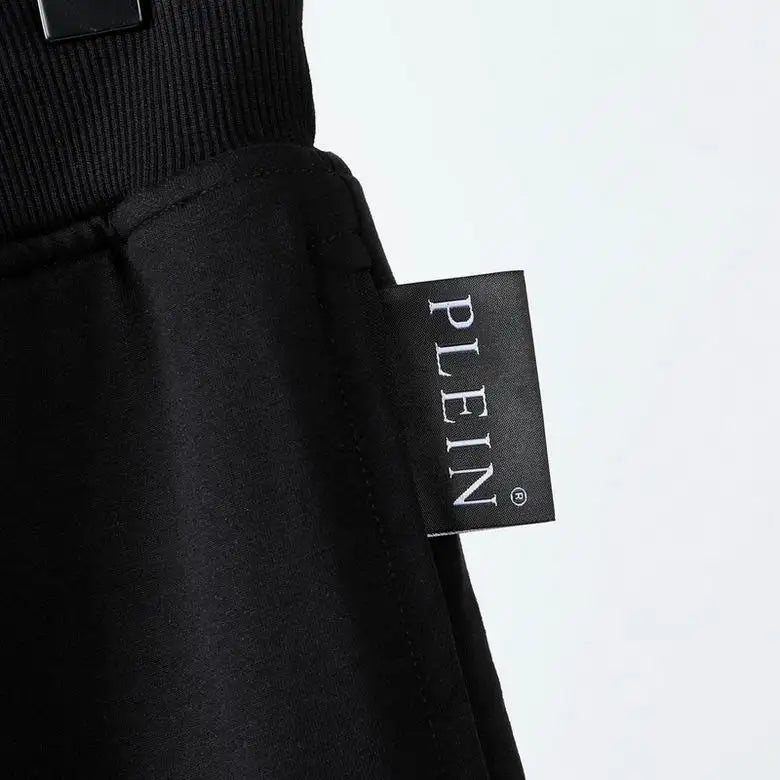 Philipp Plein Men's Black Shorts With Rhinestone Skull Print