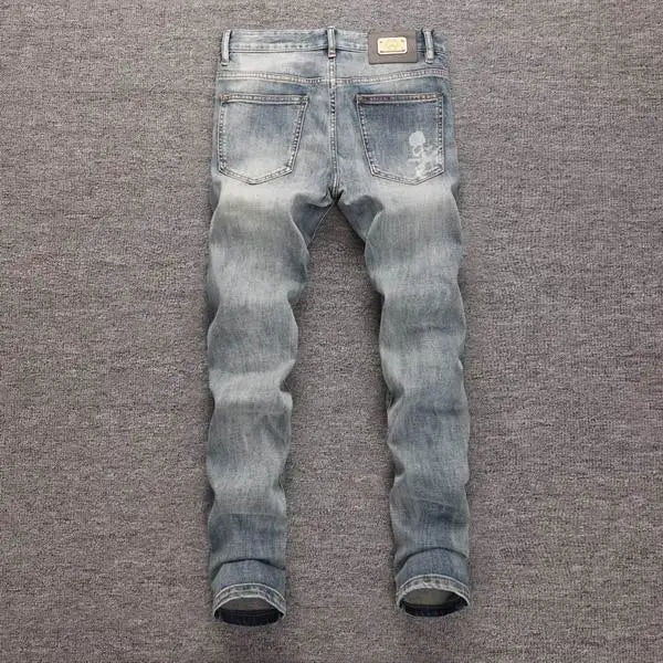 Philipp Plein Men's Light Wash Denim Jeans With Subtle Brand Detailing