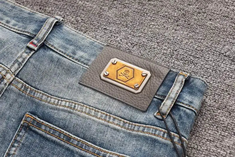 Philipp Plein Men's Light Wash Denim Jeans With Subtle Brand Detailing