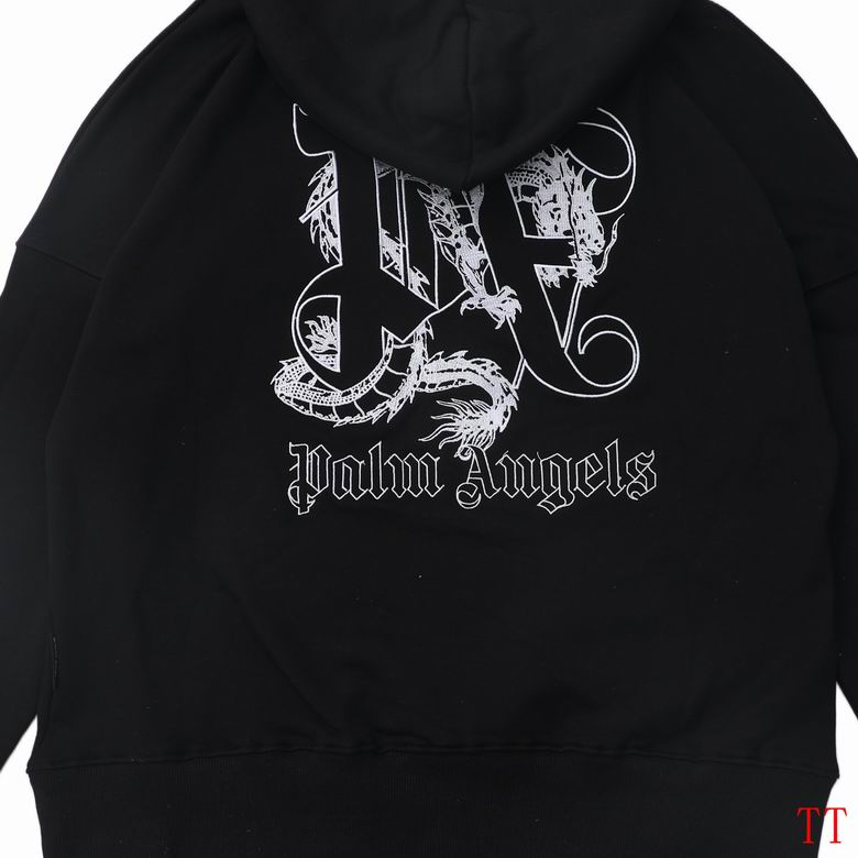 Palm Angels Red/Black Hoodie With Gold Embroidered Logo And Classic Hooded Silhouette