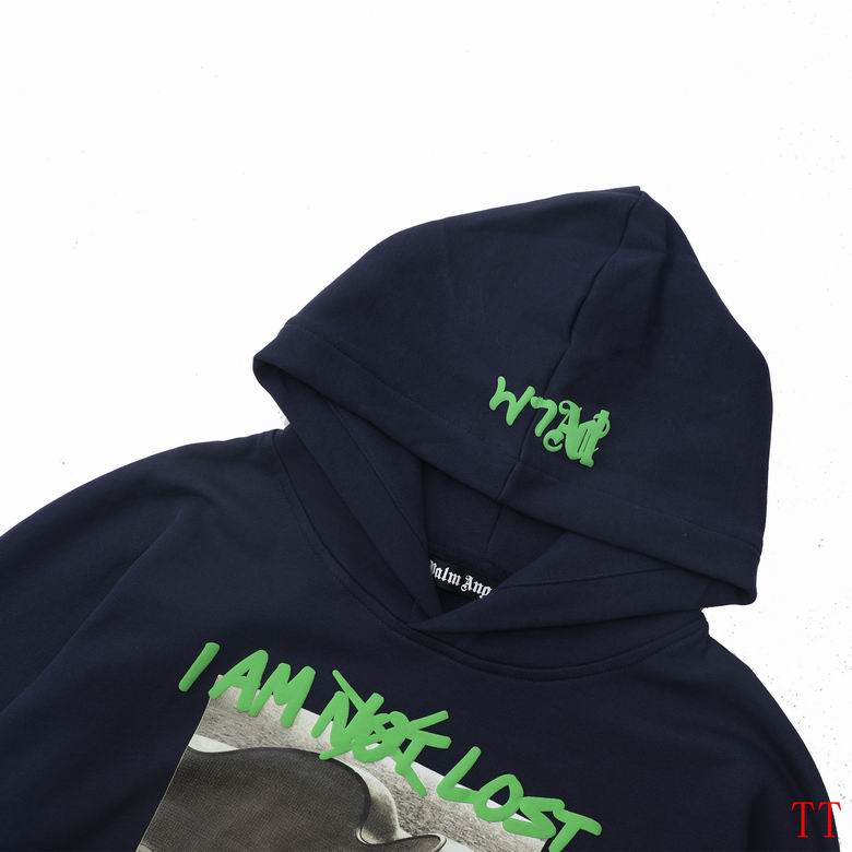 Palm Angels Navy Hoodie Featuring I AM NOT LOST SUMMER24 Graphic Print and Hooded Design