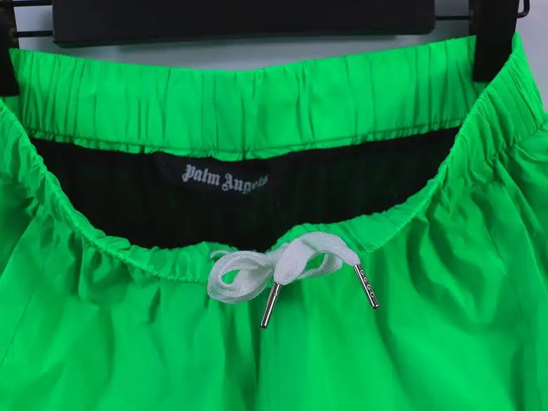 Palm Angels Bright Green Casual Shorts With Brand Logo