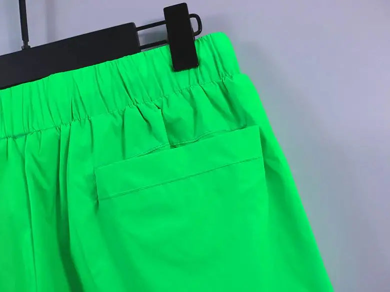 Palm Angels Bright Green Casual Shorts With Brand Logo