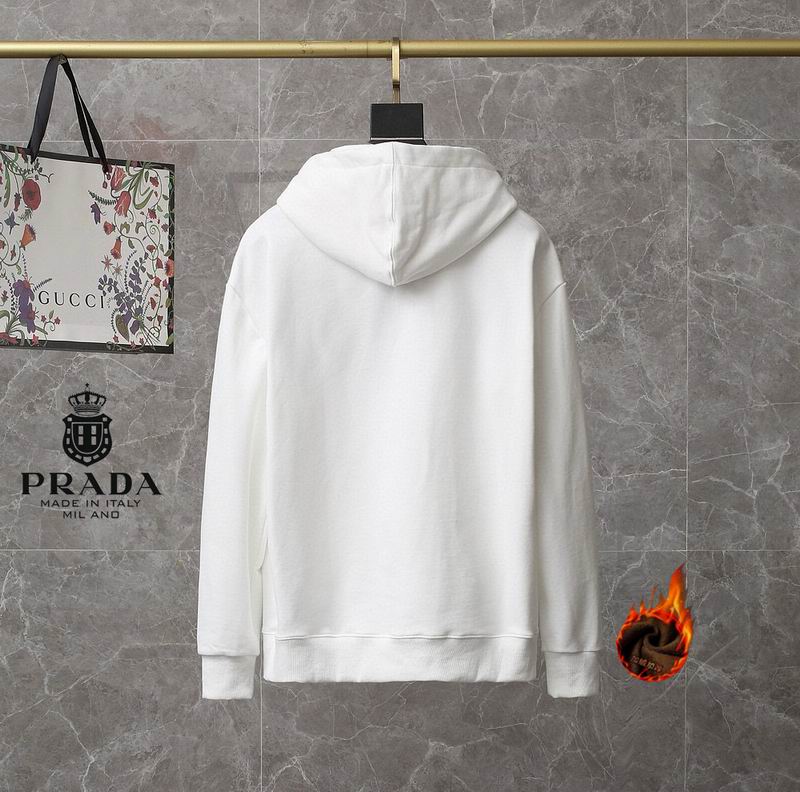 Prada White Hoodie With Signature Triangle Logo And Classic Hooded Design