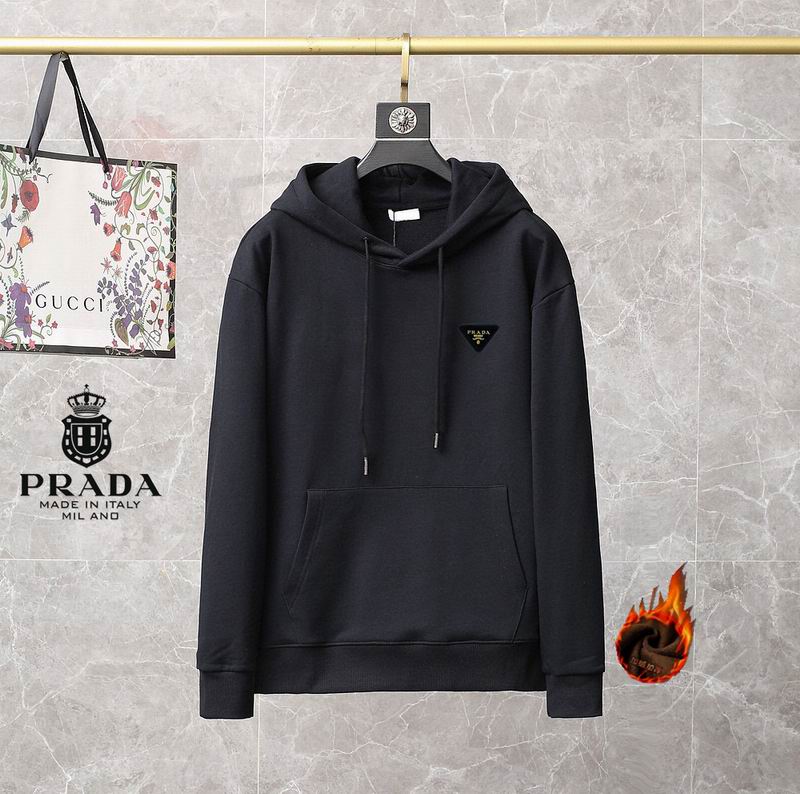 Prada White Hoodie With Signature Triangle Logo And Classic Hooded Design