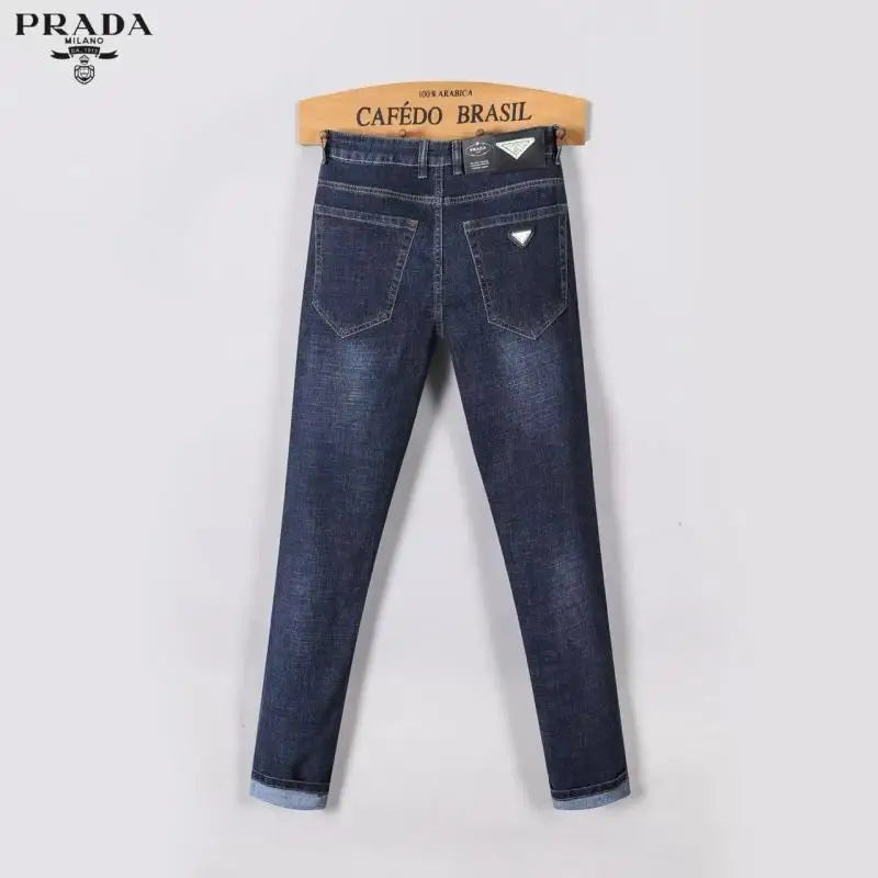 Prada Men's Dark Blue Denim Jeans With Classic Style And Premium Craftsmanship