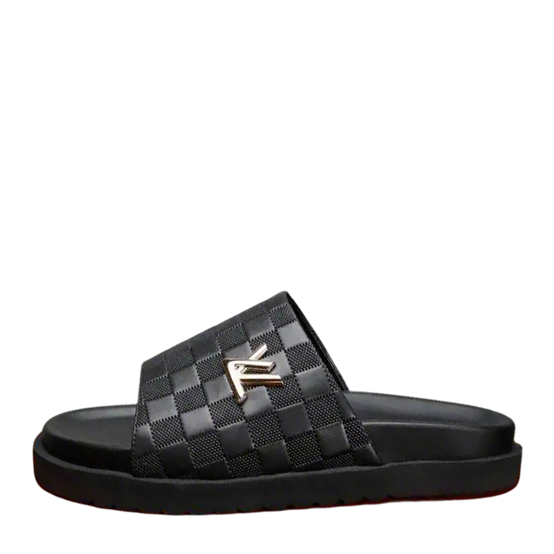 Louis Vuitton Men's Damier Slide Sandals For Luxury Casual Wear