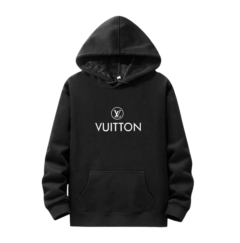 Louis Vuitton Black/Gray Hoodie With Classic Logo Print for Timeless Casual Style