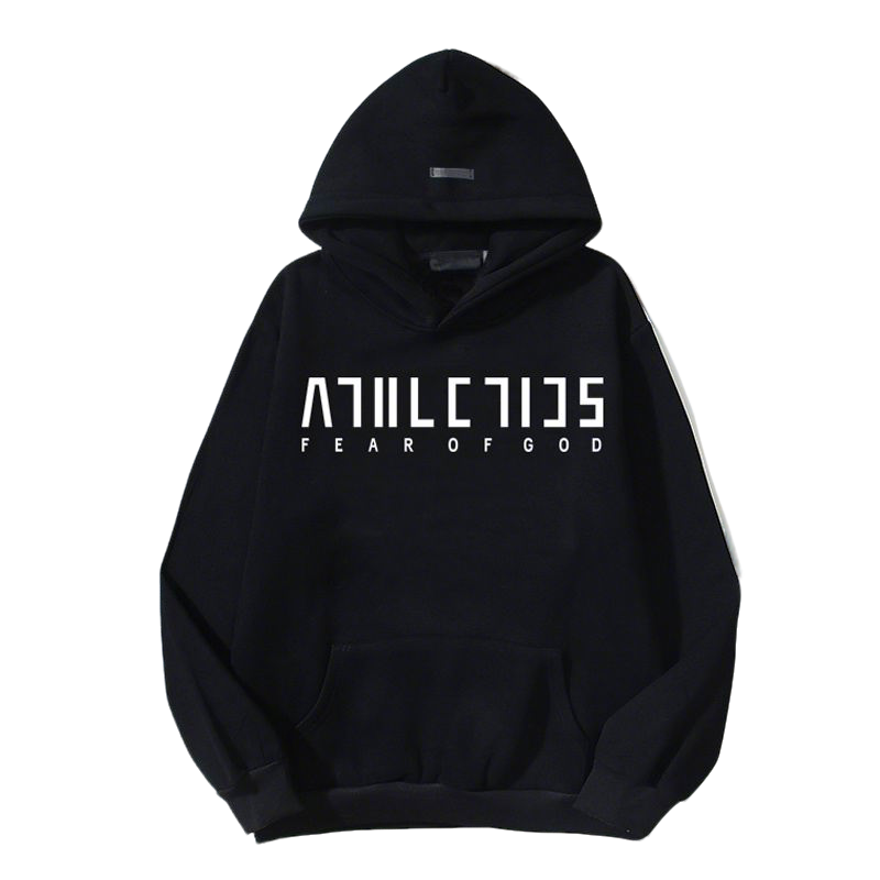 Fear Of God Black Hoodie With Athletics Logo For Trendy Streetwear Looks