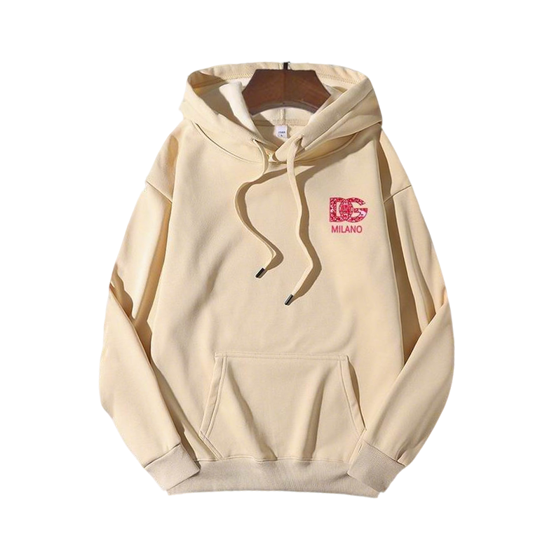 Dolce & Gabbana Beige Hoodie With Side Brand Logo And Milano Lettering