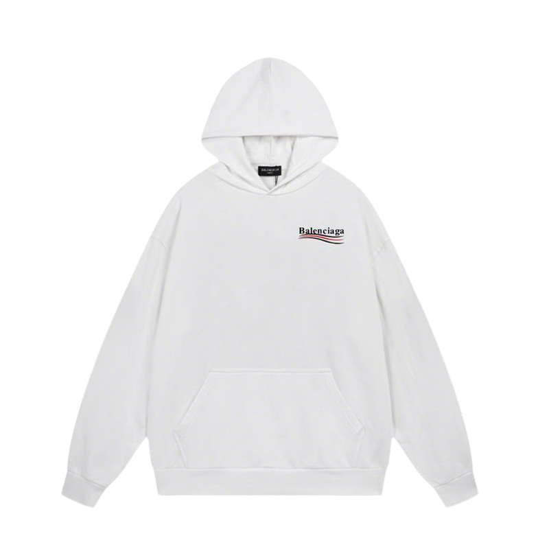 Balenciaga White/Black Hoodie With Small Logo And Striped Detail For Minimalist Chic