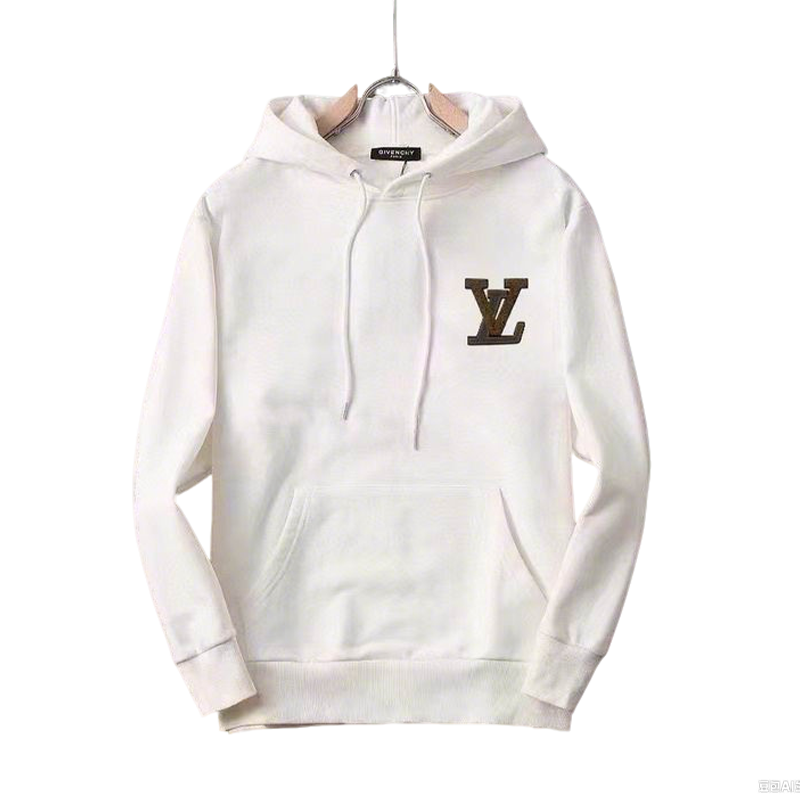 Louis Vuitton White/Black Hoodie With Signature LV Patch for Sophisticated Casual Outfits