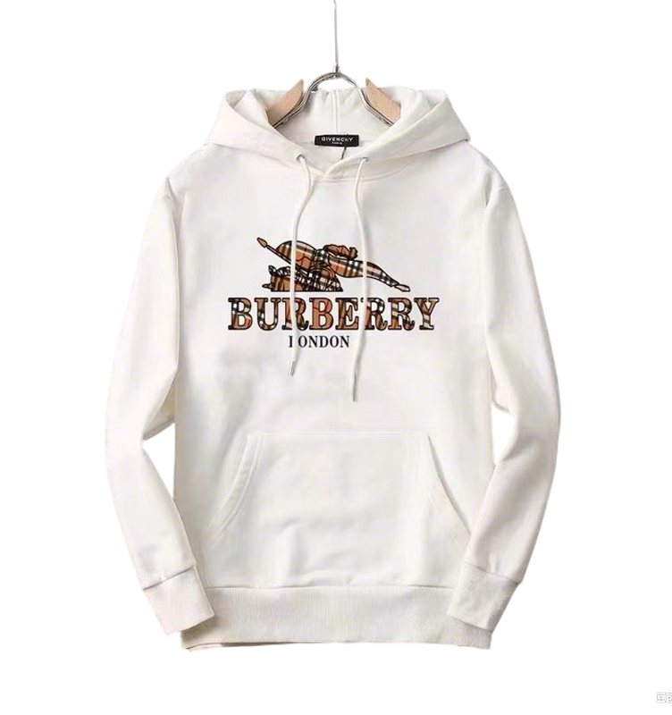 Burberry White Hoodie With Checkered Pattern And Brand Logo For Fashion Lovers