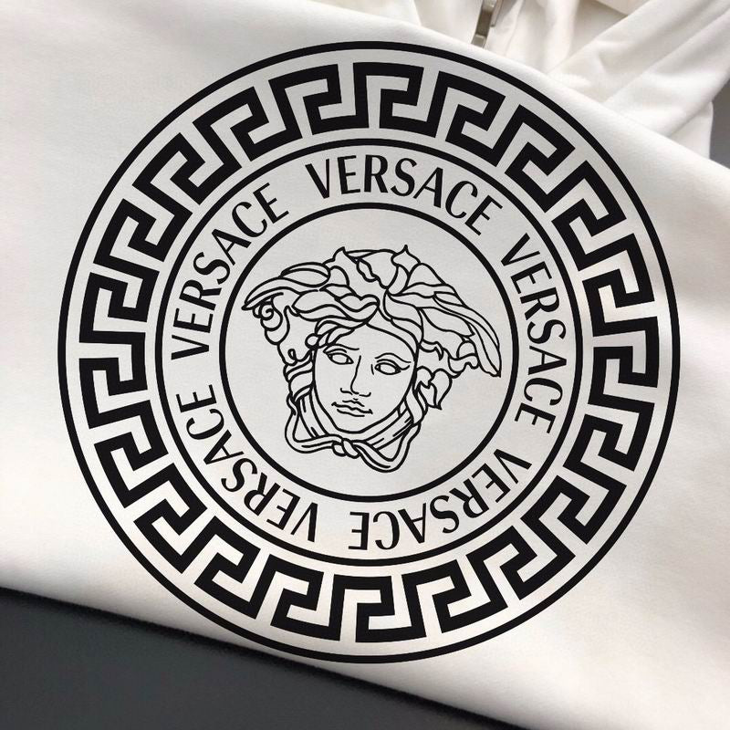 Versace Black Hoodie With Iconic Medusa Logo And Greek Key Pattern