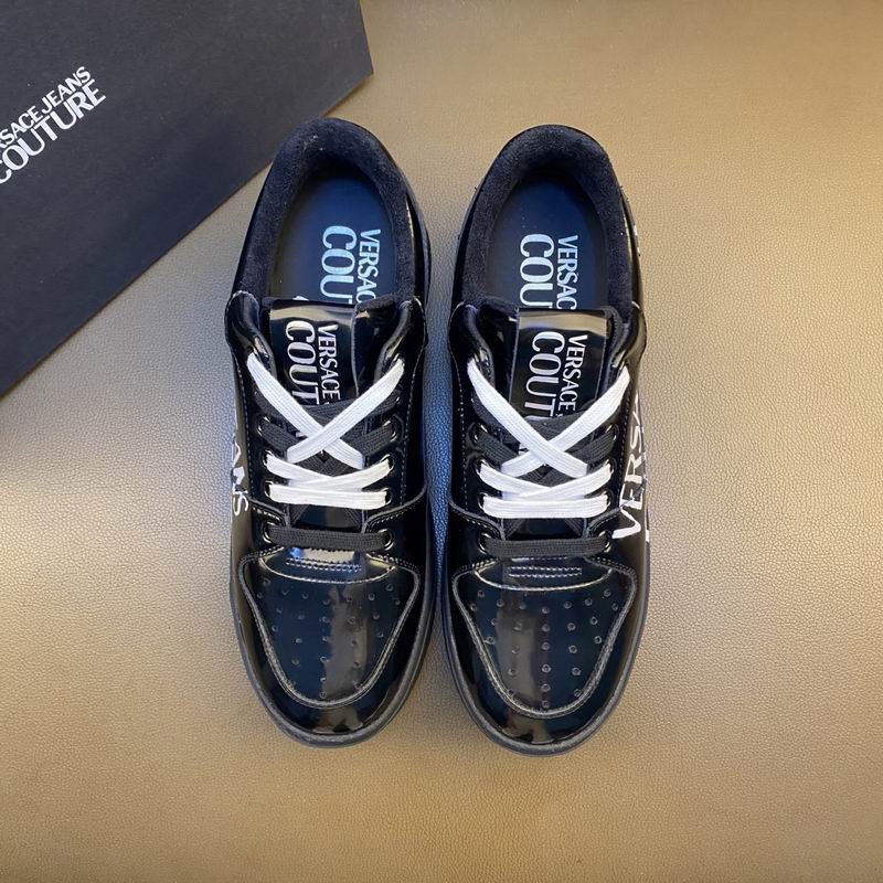 Versace Jeans Couture Black Patent Leather Low - Top Sneakers