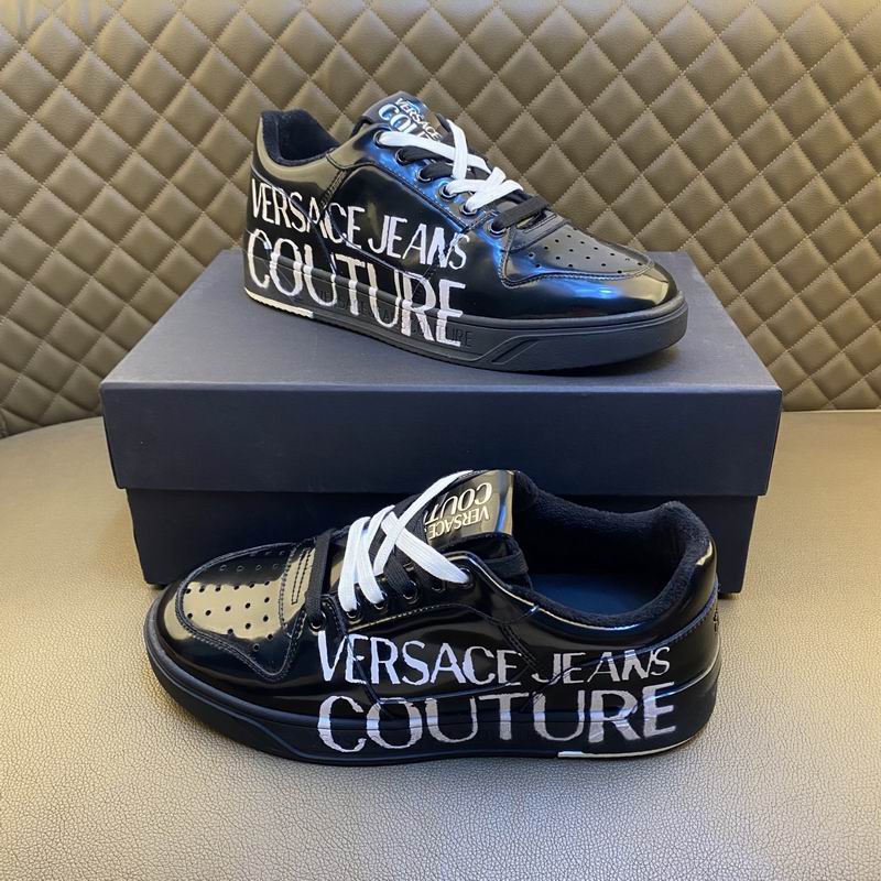 Versace Jeans Couture Black Patent Leather Low - Top Sneakers