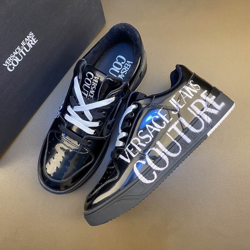 Versace Jeans Couture Black Patent Leather Low - Top Sneakers