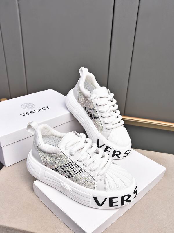 Versace Crystal - Embellished White Platform Sneakers With Medusa Detail