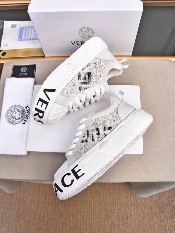 Versace Crystal - Embellished White Platform Sneakers With Medusa Detail