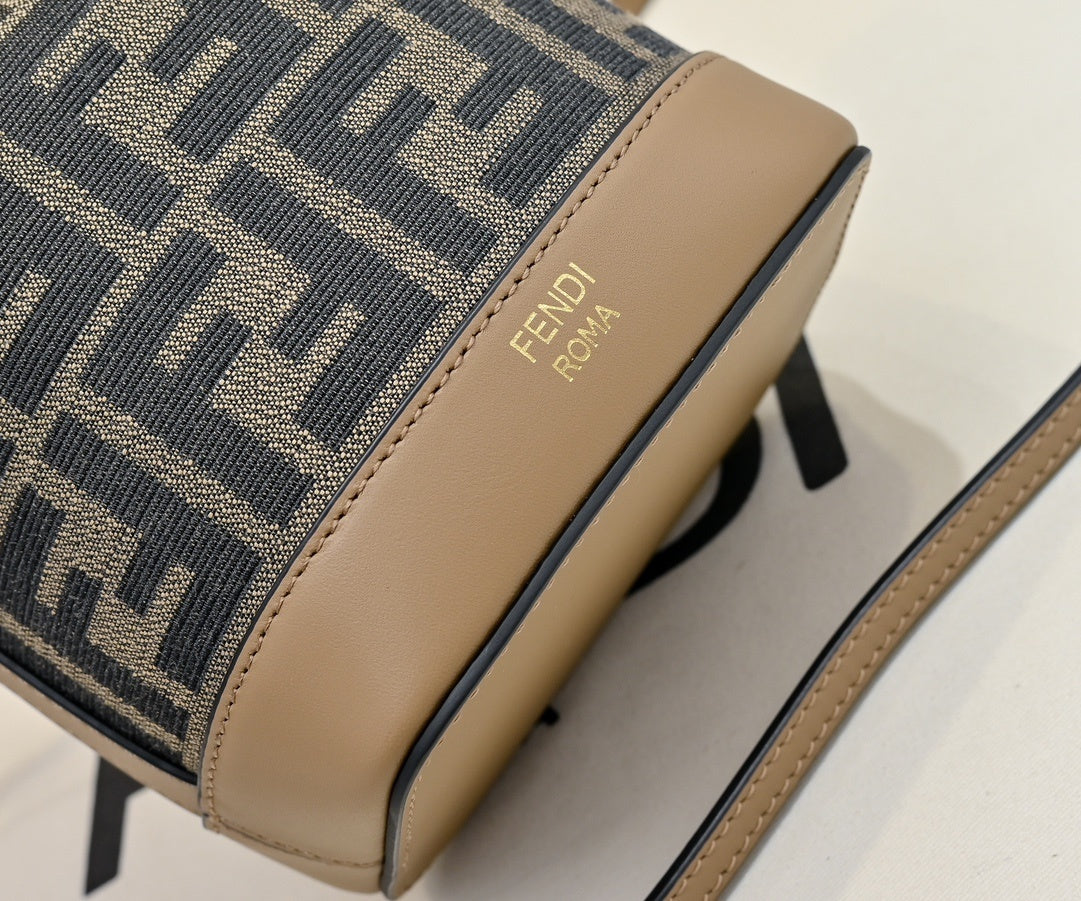 Chic Fendi Mon Tresor Bucket Bag With Signature FF Pattern And Leather Accents 1012