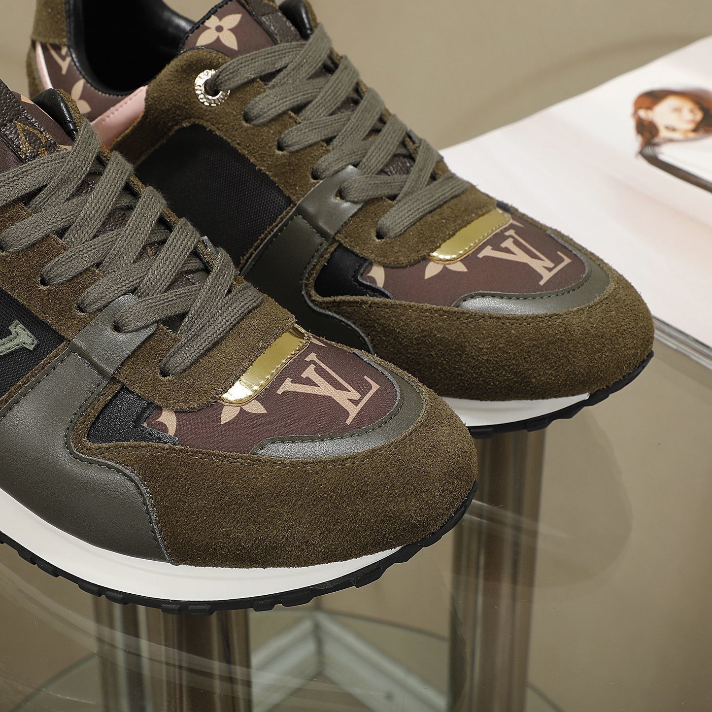 Louis Vuitton Women's Multicolor Suede Sneakers With Signature Logo