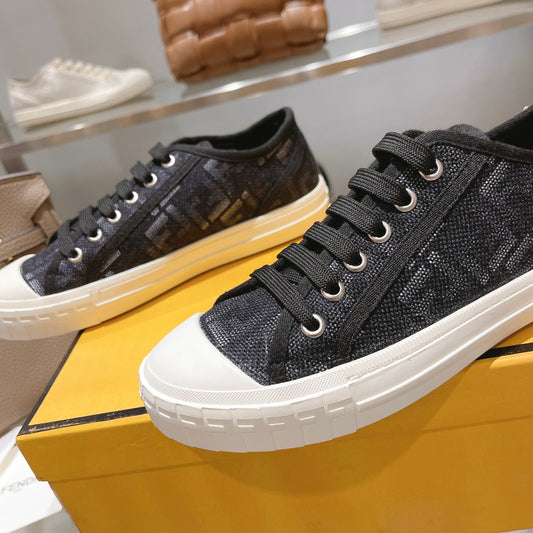 Fendi Unisex Black Monogram Sneakers For Timeless Luxury Casual Style