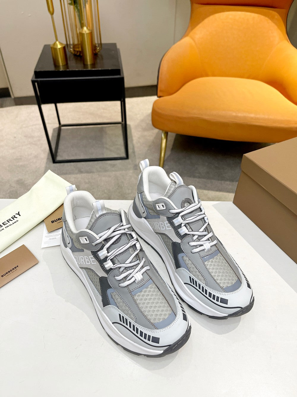 Burberry Grey Sneakers For Sleek Casual Elegance