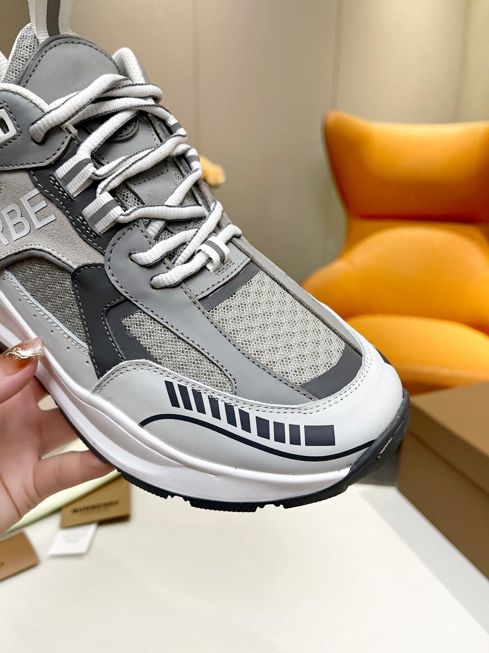 Burberry Grey Sneakers For Sleek Casual Elegance