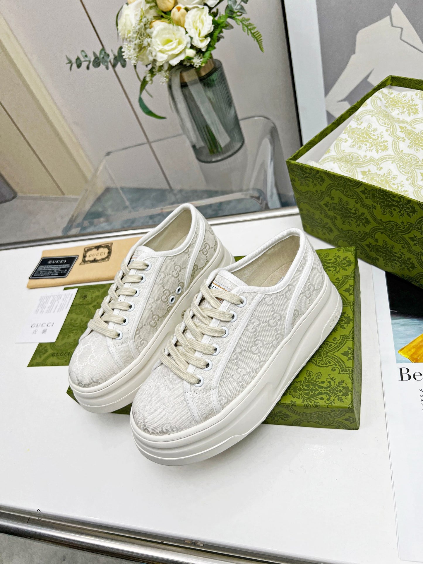Gucci Women's GG Canvas Platform Sneakers For Fashion - Forward Looks