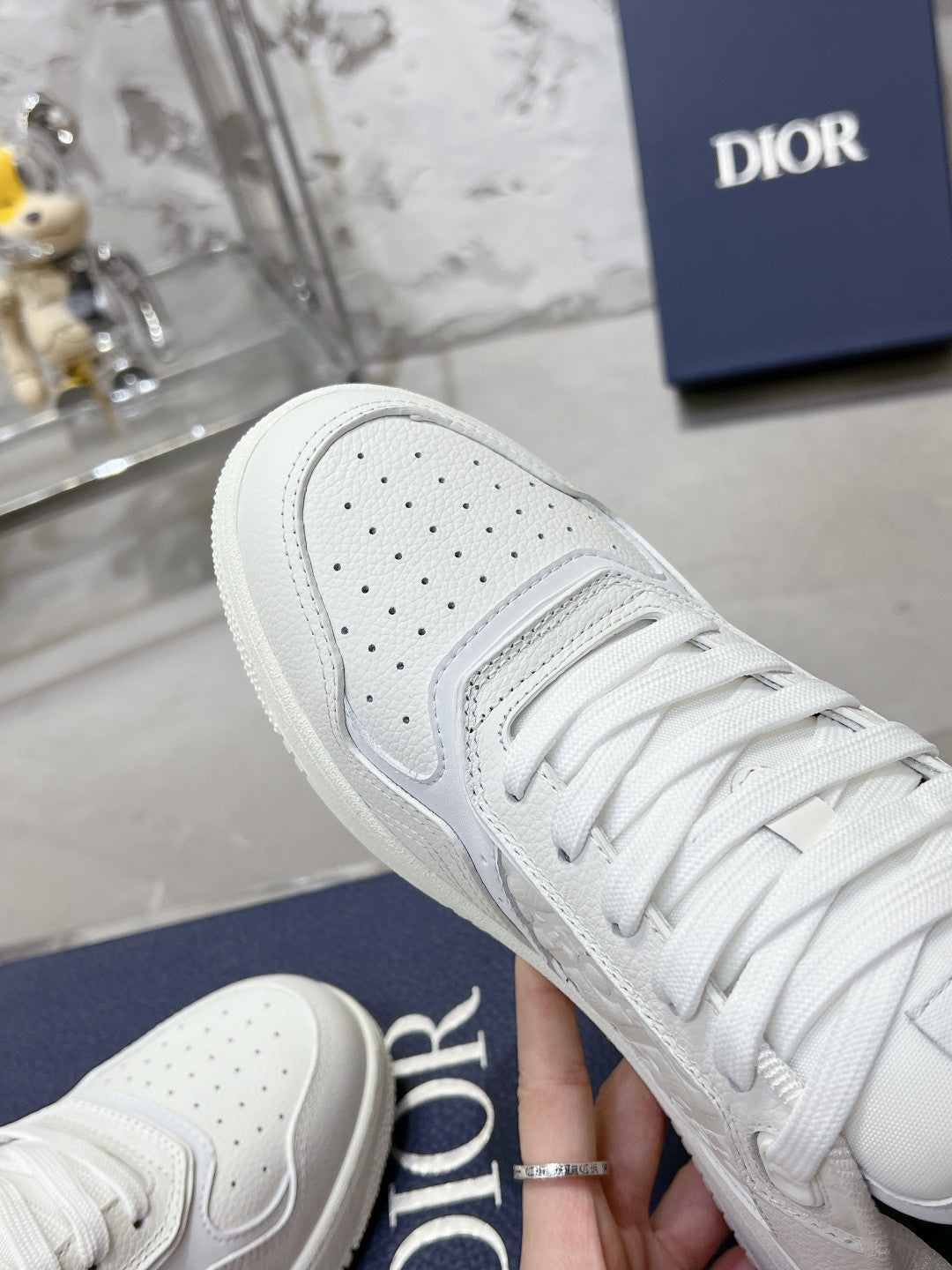 Dior White Leather Sneakers With Signature Monogram Detailing